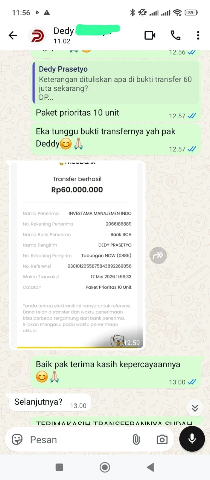 Testimoni tertulis mitra program kemitraan AVESTA